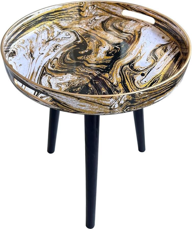 Ronde bijzettafels houten 3 poten buitentafel salontafel buiten thee en ontspanningstijd 177 inch marmer zwart goud