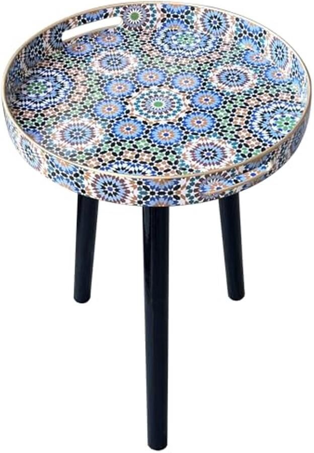 Ronde Bijzettafels voor Binnen met Afneembare Houten Poten Veelzijdige Dienbladtafel voor Salontafel en Ontspanning 17 7 inch (Blauw)