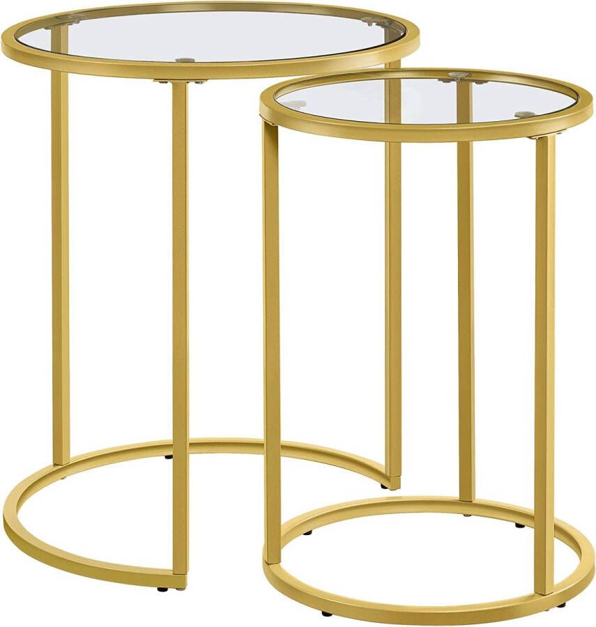 Ronde bijzettafelset stalen frame glazen salontafel moderne stijl salontafel voor woonkamer goud