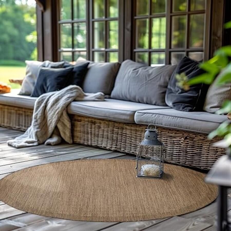 Ronde Buitenmat voor Terras Balkon en Tuin Weerbestendig en Wasbaar Vloerkleed 200cm