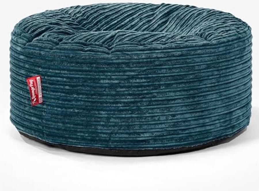 Ronde Corduroy Zitzak Poef 65cm in Teal – Comfortabele Voetenbank en Extra Zitplaats