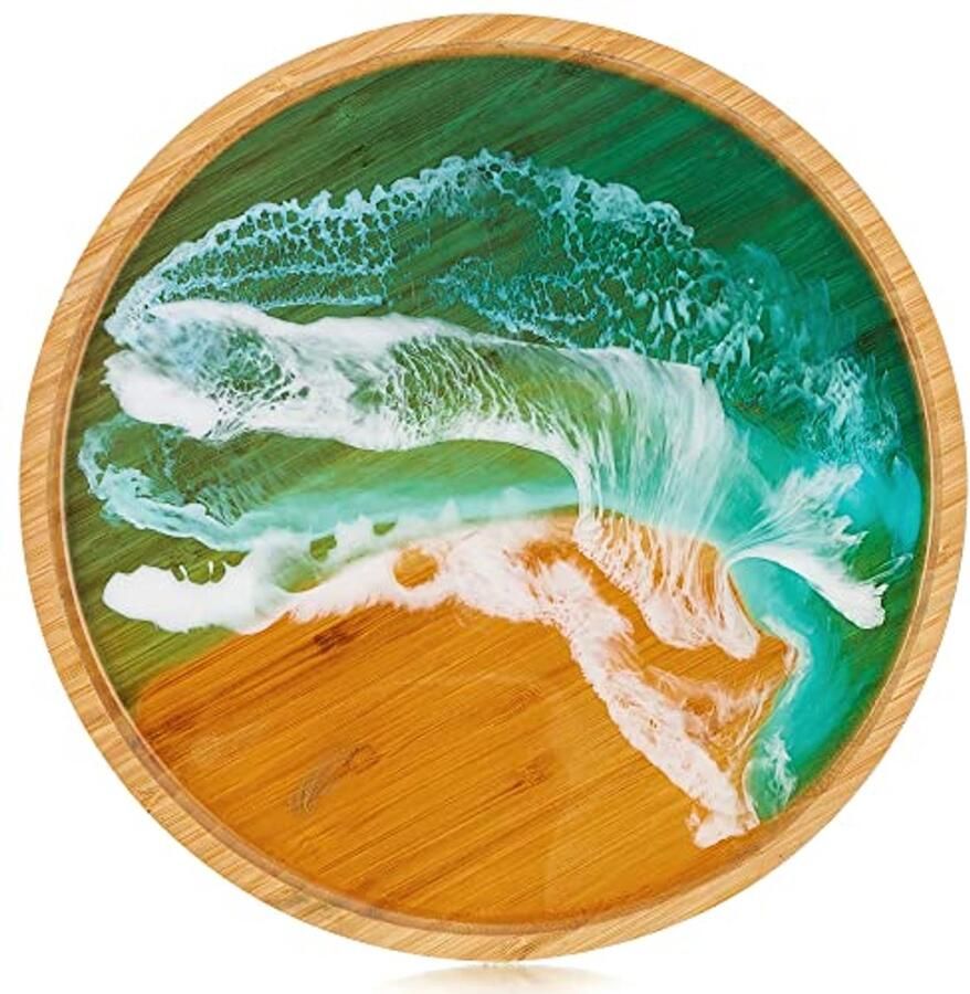 Ronde Decoratieve Dienblad voor Koffietafel Bamboe Ocean Patroon