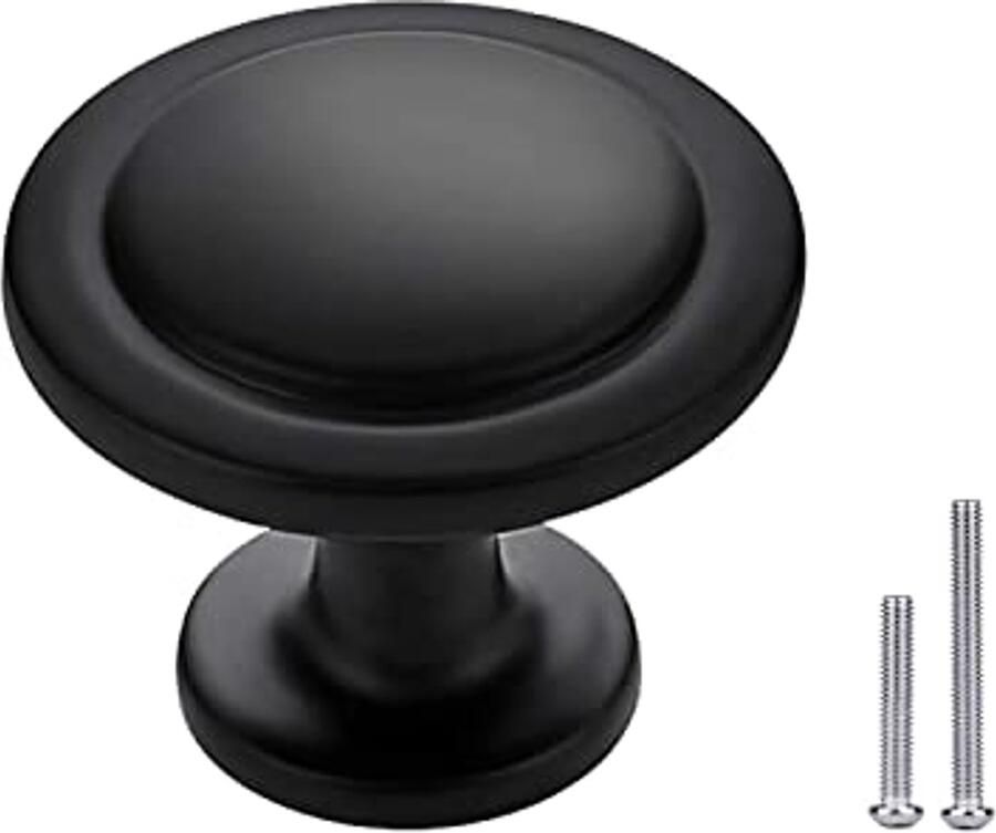 Ronde Deurknoppen Set van 30 mm Meubelgrepen voor Kast en Keukenkast in Zwart