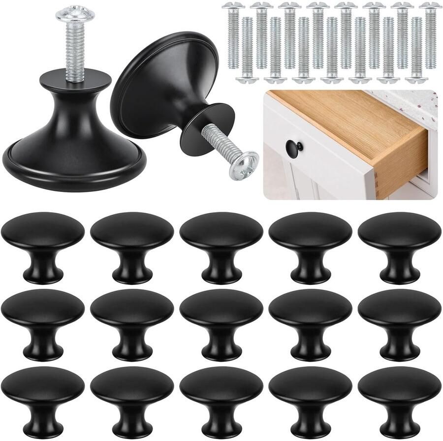 Ronde Deurknoppen Zwart Hoogwaardige Kastdeurgrepen 1 stuk Roestvrij Staal