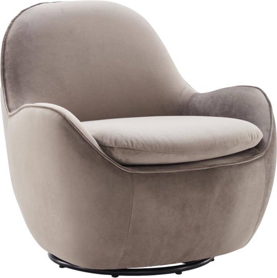 Ronde draaifauteuil in taupe fluweel MATENA L 75 cm x H 72.5 cm x D 76 cm