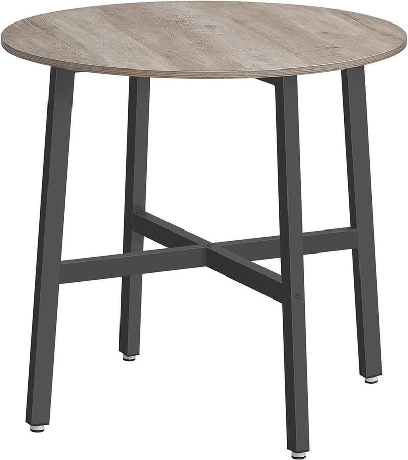 Rootz Living Rootz Ronde Eettafel Spaanplaat Staal Greige Gevlekt-Inkt Zwart Modern 80cm x 75cm 10 8kg 100kg capaciteit