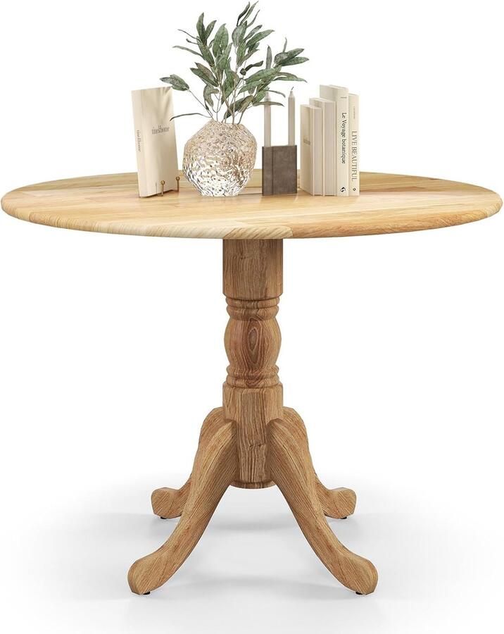 Ronde eettafel – Massief houten tafel voor 4 personen 100x100x73 cm natural