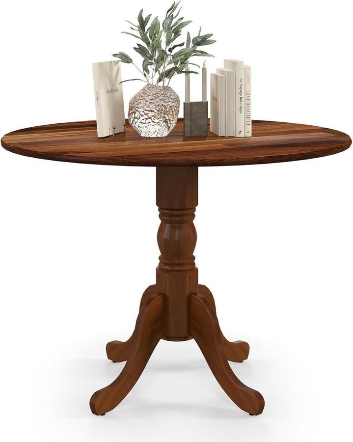 Ronde eettafel – Massief houten tafel voor 4 personen 100x100x73 cm walnoot