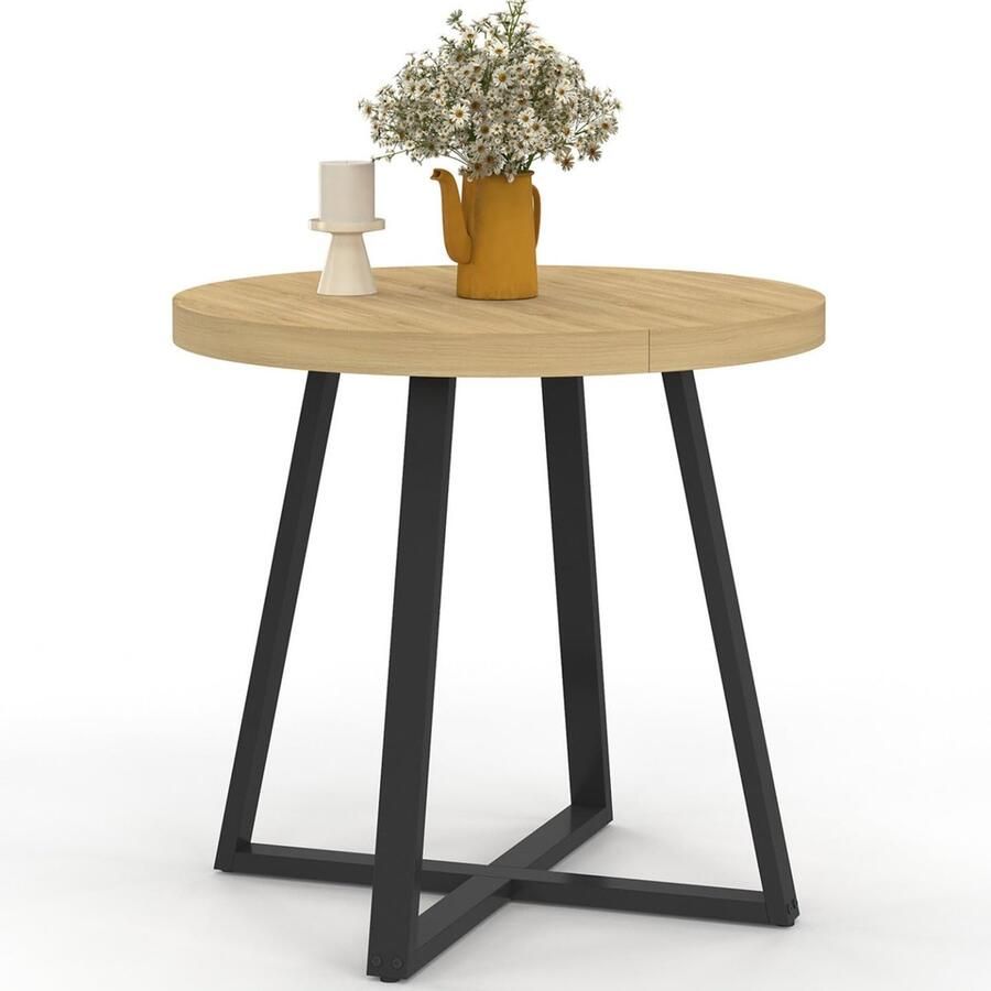 Ronde eettafel Selma – 80 cm geschikt voor 4 personen hout en zwart design