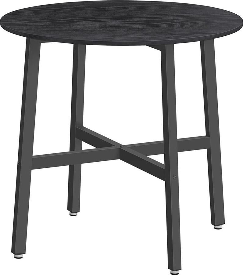 Rootz Living Rootz Ronde Eettafel Spaanplaat Staal Moderne tafel 80cm D 75cm H Ebbenhout Zwart-Inktzwart 10 8 kg 100 kg capaciteit