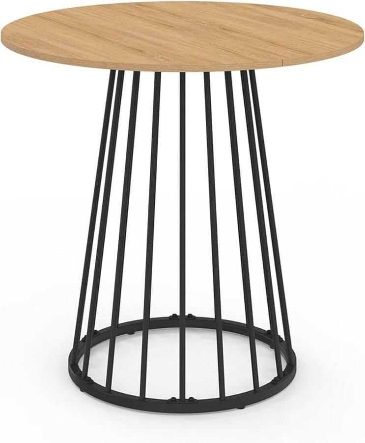 Ronde eettafel Yuna – Hout en zwart metalen frame Geschikt voor 4 personen Ø 80 cm