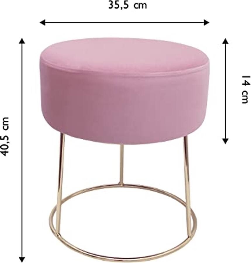 Ronde Fluwelen Kruk met Gouden Metalen Poten Perfect voor Woon- en Slaapkamer