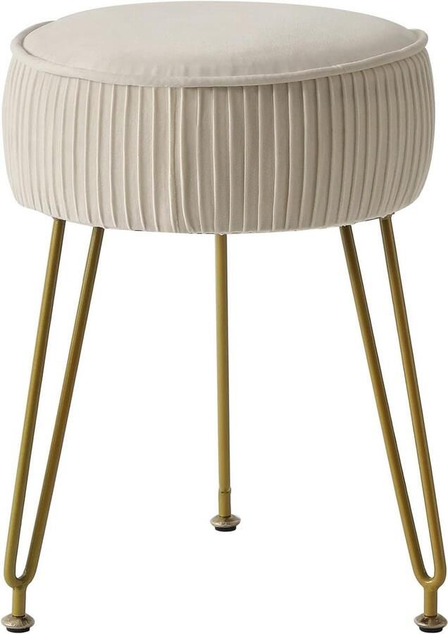 Korte Ronde Spa Kruk Make Up Kruk Hoogte Verstelbare Vanity Kruk Swivel Bank voor Slaapkamer Woonkamer Zwart Moderne Stijl Glamoureus Design - Foto 8