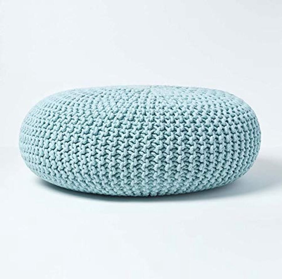 Ronde Gebreide Poef 70 x 23 cm Zacht Katoen