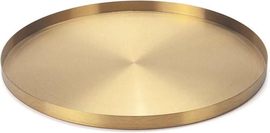 Ronde Gouden Dienblad Roestvrij Staal Sieraden Make up Kaars Plaat Decoratieve Dienblad (32cm Diameter) IVAILEX Coffee Table Tray