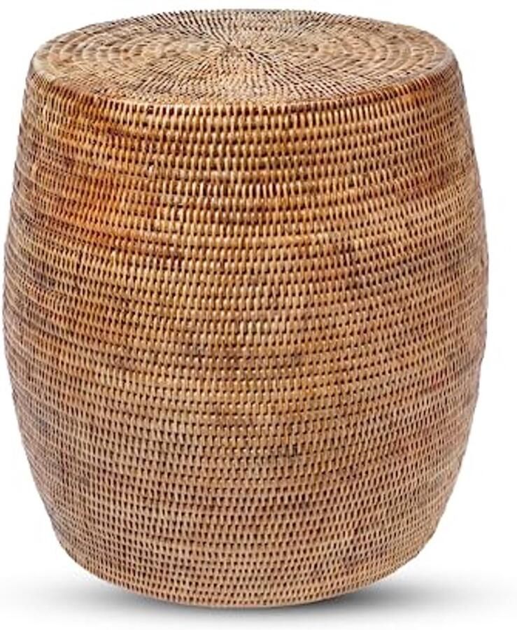 Ronde handgeweven rotankruk 45 7 x 45 7 cm honingbruin