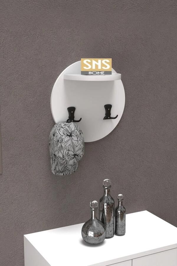 Gold Ronde hanger Wandkleerhanger Wandkapstok Top Wandplank Wandgemonteerde Hanger 2x2 Haak 34 x 34 cm Wit