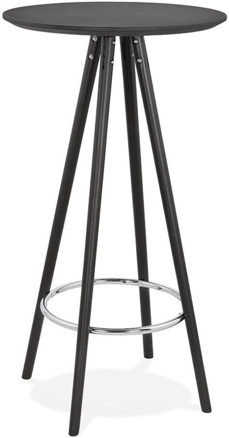 Ronde Hoge Tafel Statafel Zwart Beukenhout Verchroomde Stabiliteit