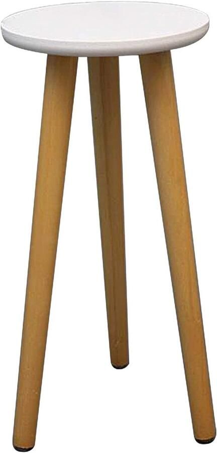 Ronde Houten Bijzettafel en Plantenstandaard voor Binnen