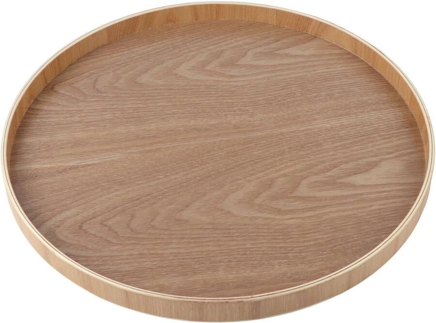 Ronde Houten Dienblad Bamboe Dienbladen voor Ontbijt Thee Salontafel Decoratieve Butler Ottomaanse Lade 37.5x37.5cm(hout)