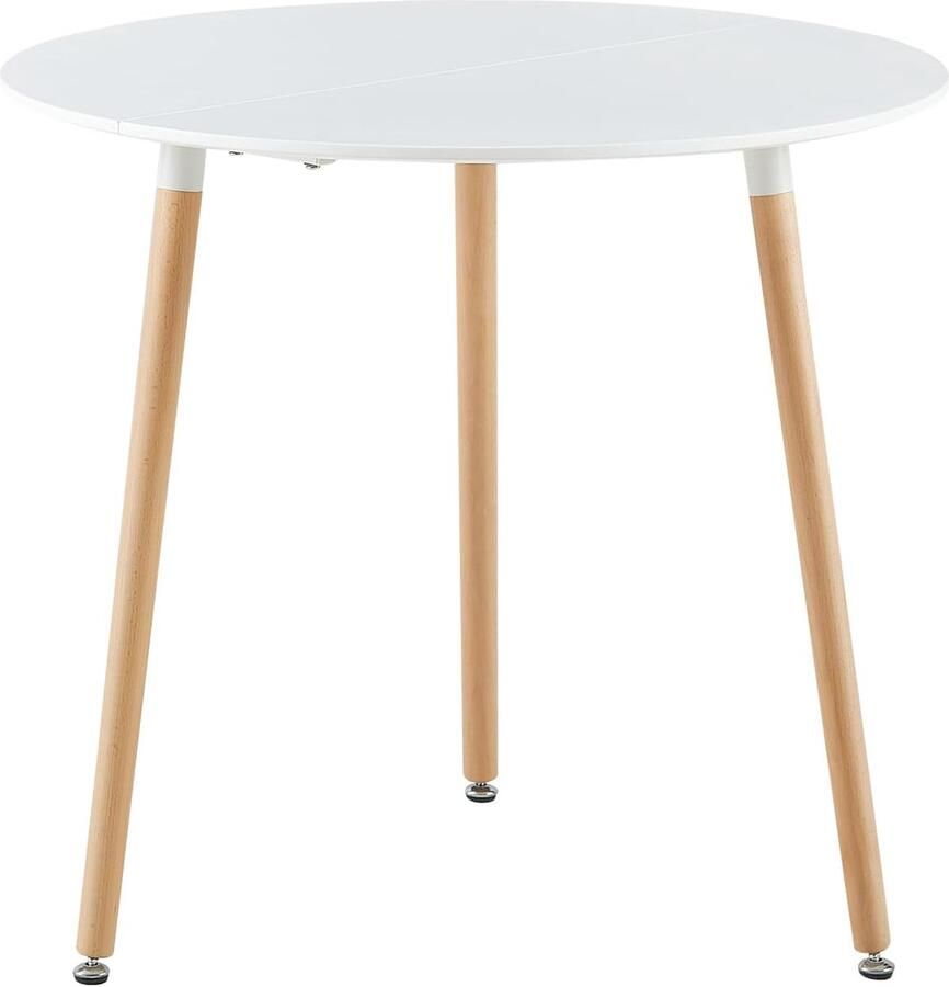 Ronde houten eettafel Scandinavisch design 80x80 cm Wit Beukenhout