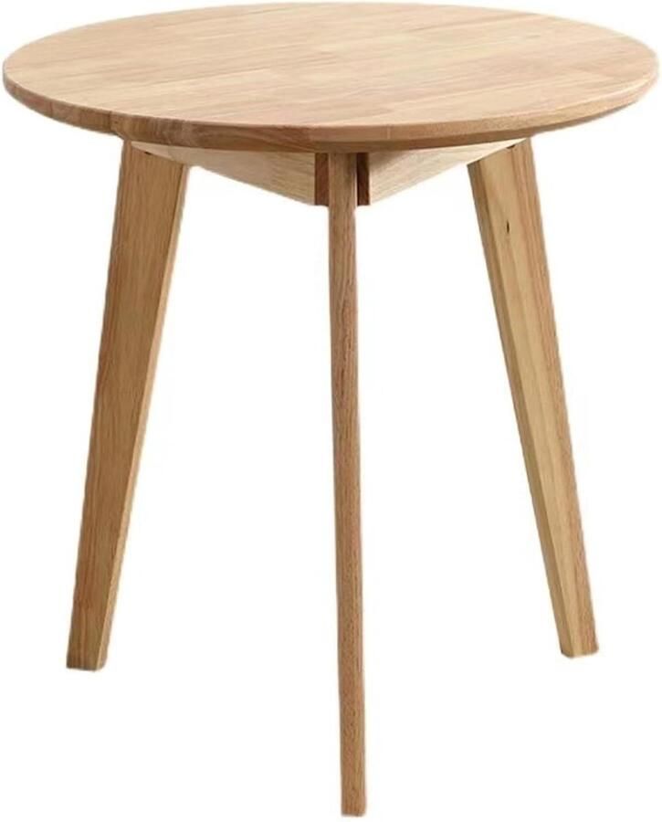 Ronde houten eettafel voor 2 moderne kleine eettafel uit het midden van de eeuw met massief houten poten ideaal voor kleine ruimtes in eetkamer of woonkamer afwerking van ruw hout (80 cm diameter x