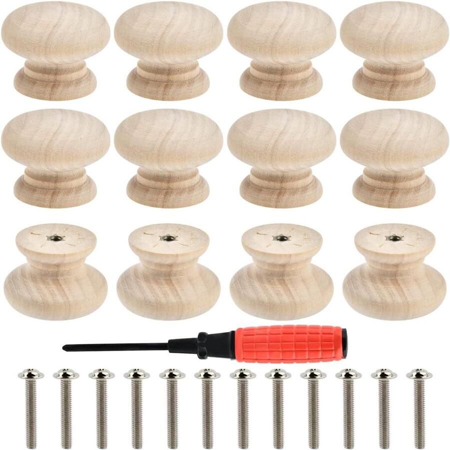 Ronde houten meubelknoppen 12 stuks natuurlijk hout 3 5 x 2 5 cm