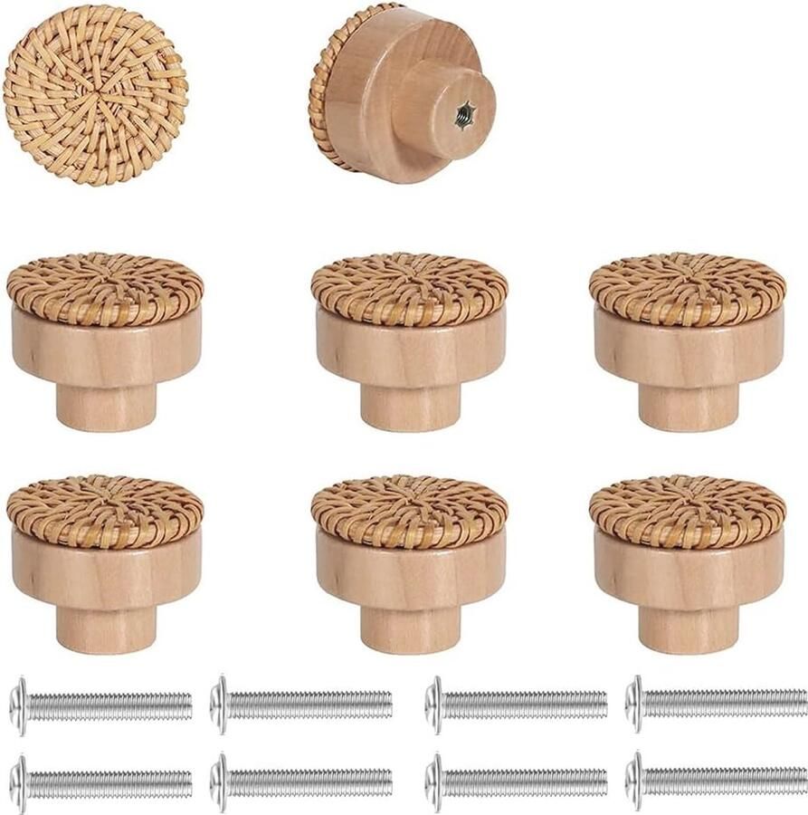 Ronde Houten Meubelknoppen 8 Stuks voor Kasten en Laden