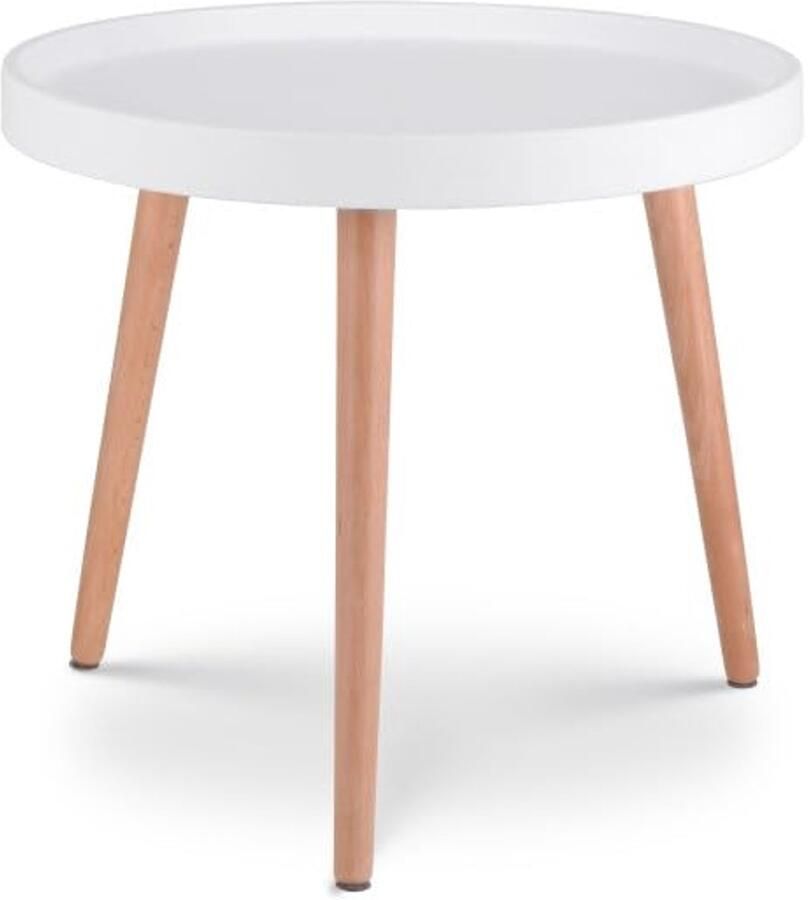 Ronde houten salontafel Scandinavische stijl Ø 50 cm wit