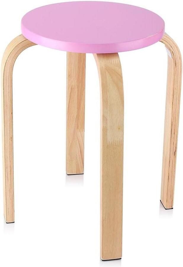 Ronde houten stapelbare kruk keukenkruk Moderne eenvoudige antislip gebogen kruk voor keuken Slaapkamer Bar Geen lawaai 455 x 30 cm Stof