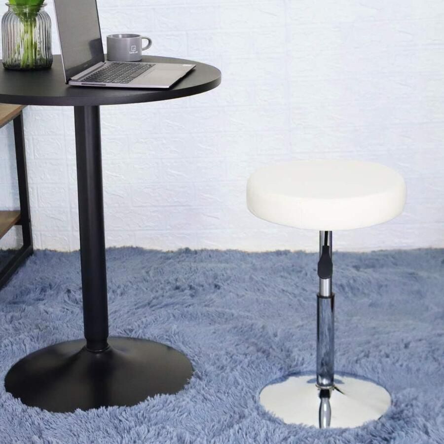 Ronde ijdelheid kruk PU lederen winkel kruk in hoogte verstelbare kruk draaibare tegenkruk kantoor kruk stoel spa salon kruk manicure kruk tattoo kruk klein wit)