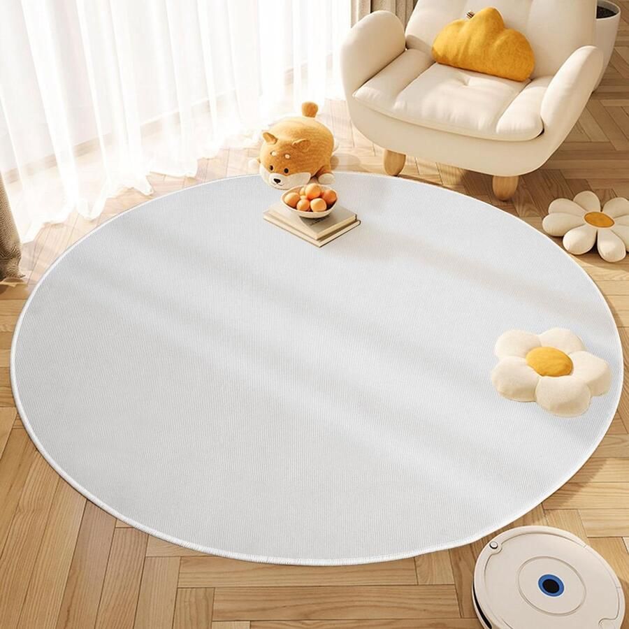 Ronde Ivoor Tapijt 90 cm Antislip Wasbaar Gemakkelijk in Onderhoud Stoelmat Tapijt voor Slaapkamer Woonkamer Kantoor Eetkamer Studentenkamer