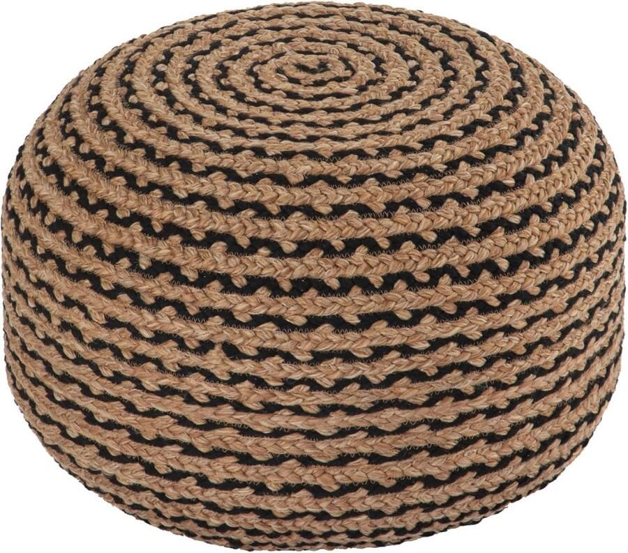 Ronde Jute Poef Voetenbank voor Woonkamer en Slaapkamer – Multifunctionele Zitoplossing – 55x55x30 cm