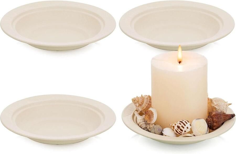 Ronde Kaars Platen Metalen Lade Kaarshouders Votive Kaarshouders Decoratieve Lade Pilaar Kaarshouders Sieraden Organisator Voor Dressoir Badkamer Slaapkamer Serveerblad Wit