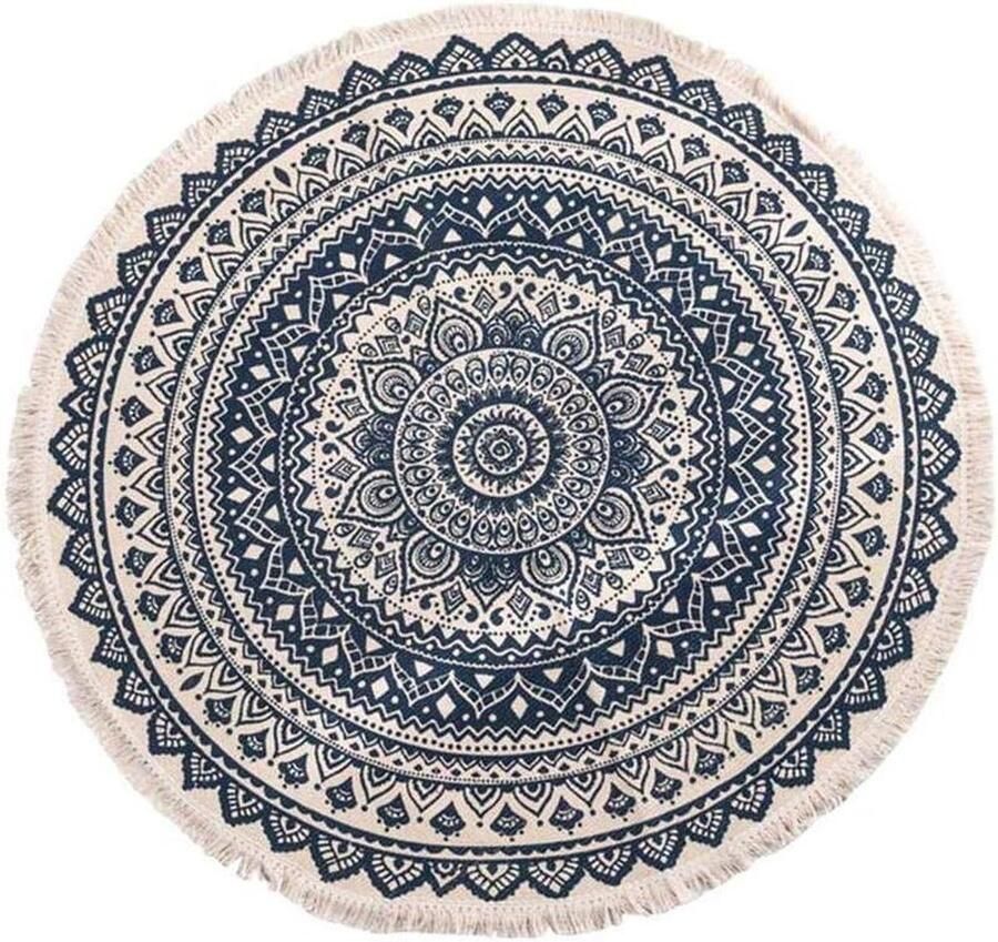 Ronde katoenen vloerkleden 90 cm wasbare machine hand geweven kwasten cirkel tapijt chique Boheemse patroon vloermatten boho tapijt slaapkamer woonkamer bank salontafel schommel stoel bed