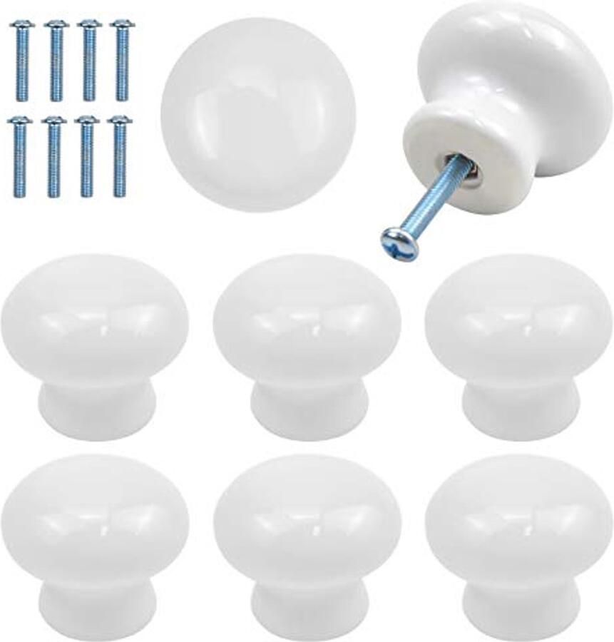 Ronde keramische deurknoppen voor kinderen 8 stuks 35 mm