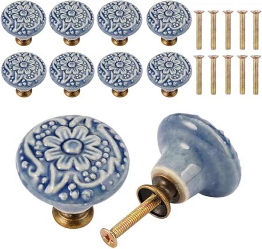 Ronde keramische kastknoppen 34 mm Set van 10 vintage ladeknoppen voor meubels