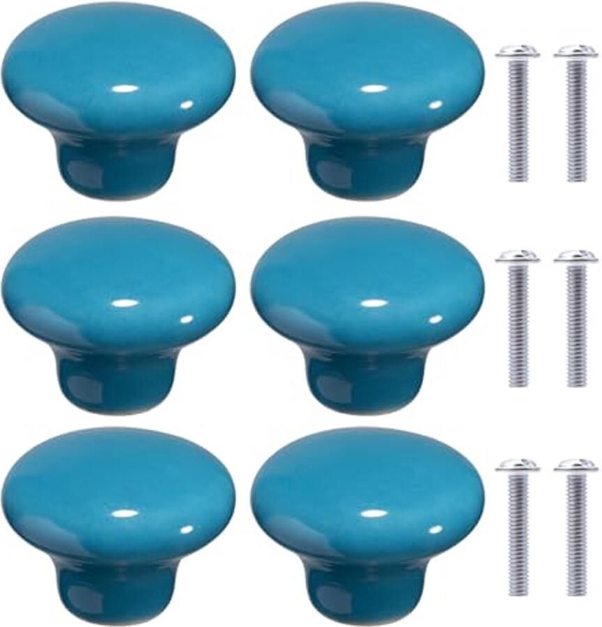 Ronde keramische meubelknoppen set van 6 voor kasten en kinderkamer