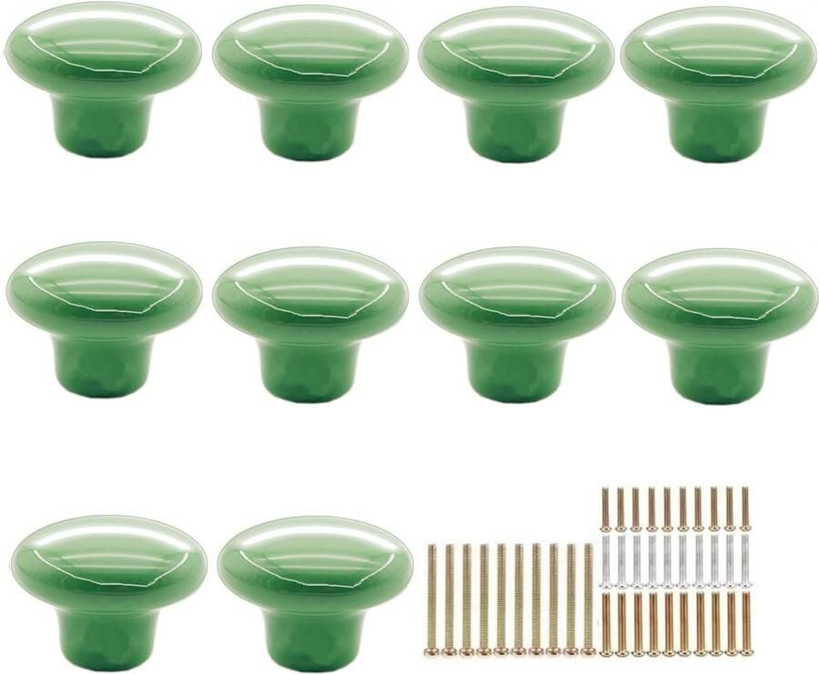 Ronde keukenkastknoppen keramisch 10 stuks groen