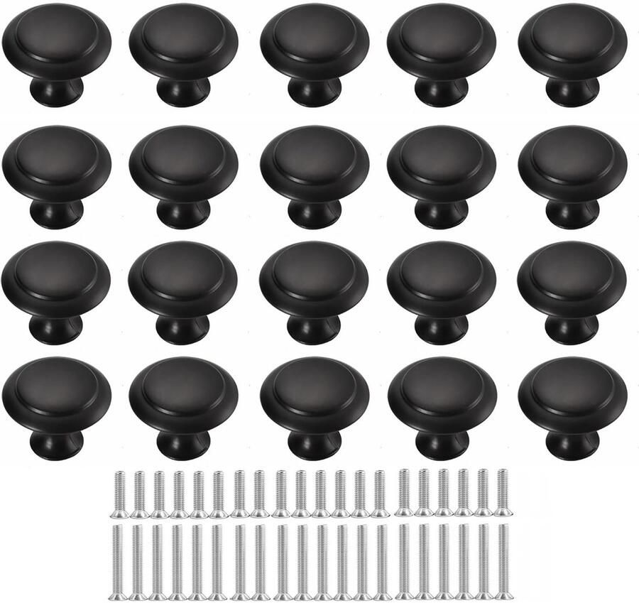 Ibenzoa Set van 30 Stuks Zwarte Mat Mebelhoekknoppen voor Kasten en Laden met Schroeven