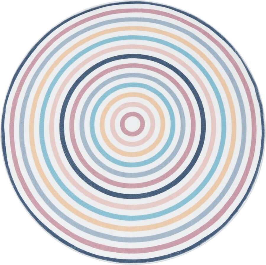 Ronde kinderen spelen tapijt moderne korte stapel zacht duurzaam wasbaar regenboogpatroon