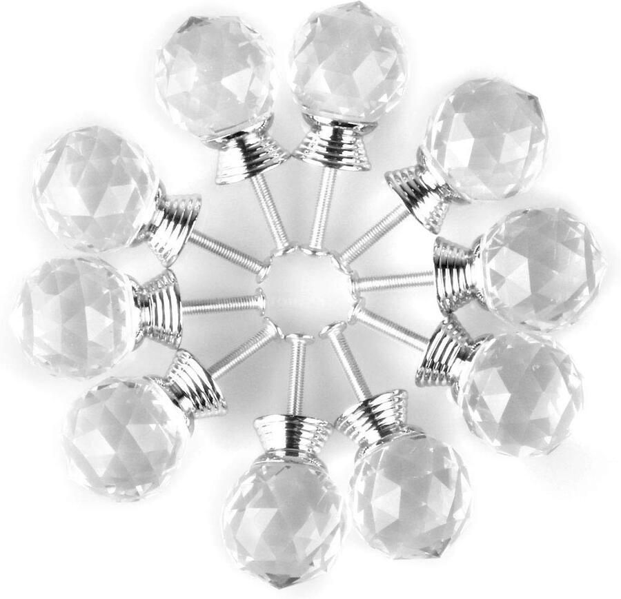 Ronde Kristalglas Knop 30mm Dressoir Lade Handvat Met 10 Stuks Helder