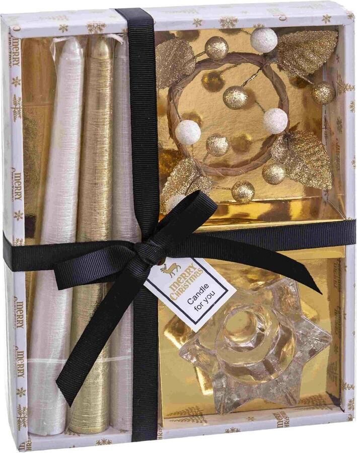 Ronde kroonluchter met standaard Kerstmis Gouden Kristal Paraffine 21 4 x 17 x 3 8 cm