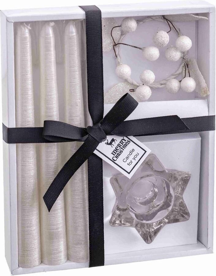 Ronde kroonluchter met standaard Kerstmis Wit Kristal Paraffine 21 4 x 17 x 3 8 cm