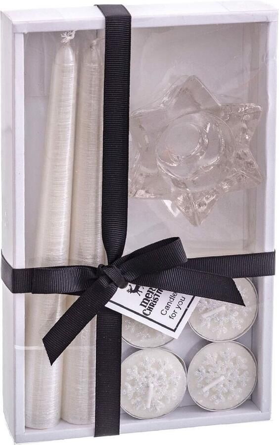 Ronde kroonluchter met standaard Kerstmis Wit Kristal Paraffine 21 7 x 13 3 x 3 8 cm