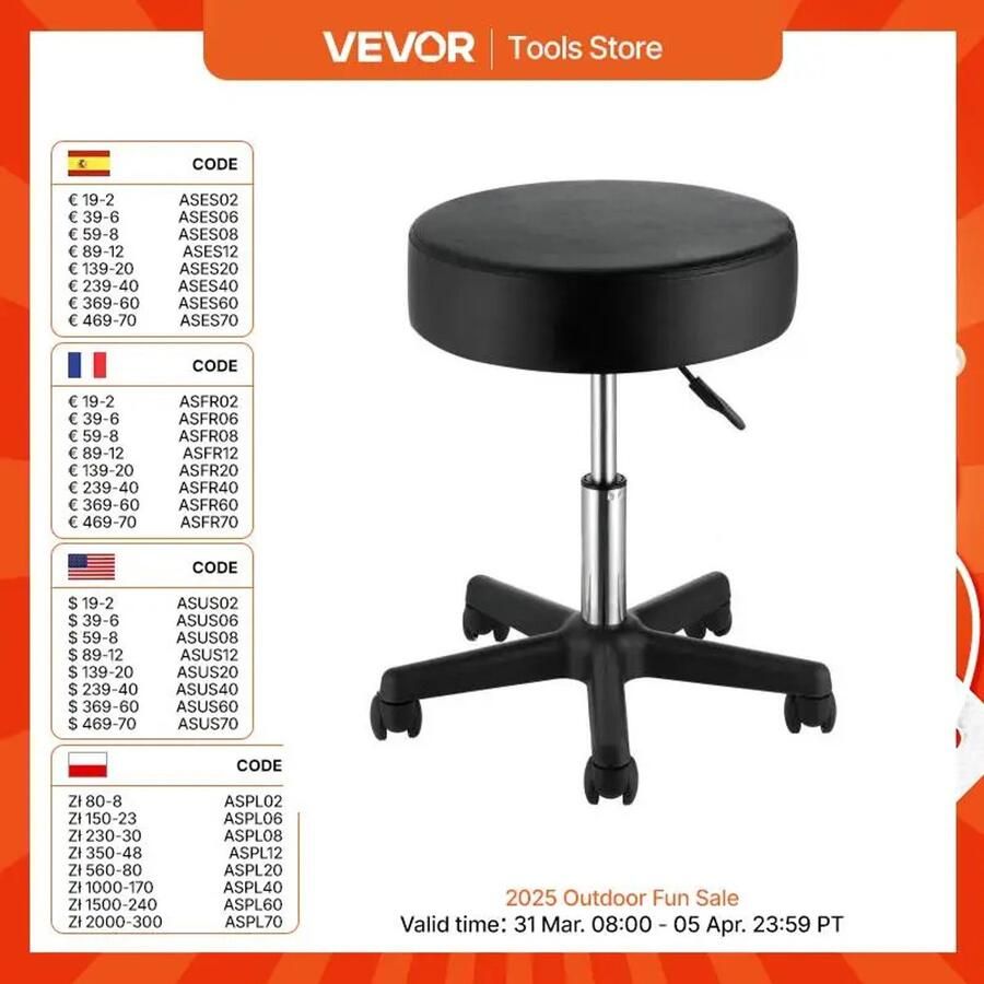 Merkloos MazrekuHome Rollende Ronde Kruk 40 Cm Diameter Met 5 Zwenkwielen 360 ° Rotatie Hoogte Verstelbare Ronde Kruk Voor Bar Salon Kantoor