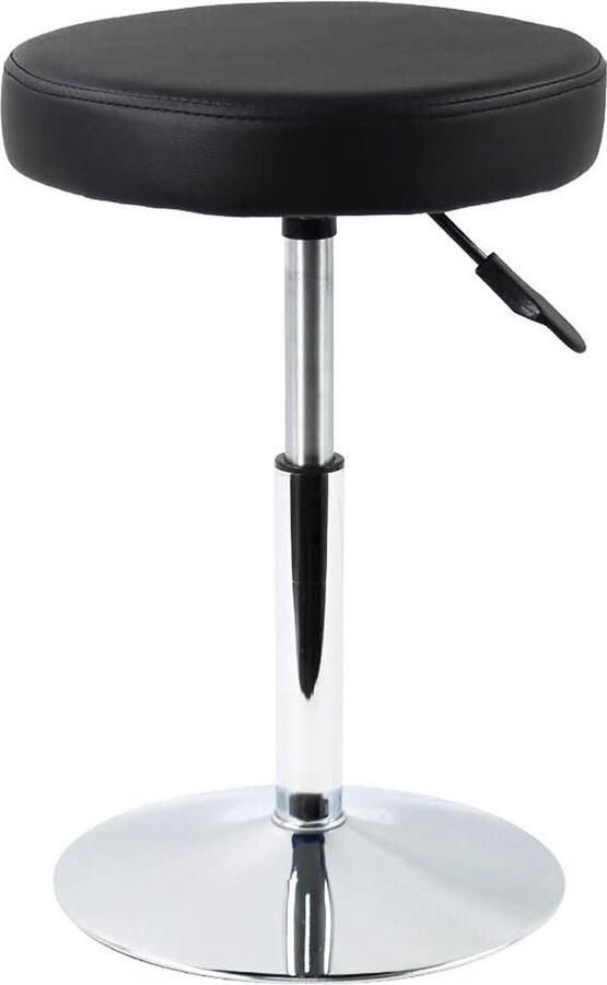 Ronde Kruk Hoogte Verstelbare PU Lederen Winkel Draaibare Teller Kruk Kantoorkruk Stoel SPA Salon Pedicure Tattoo Kruk Zwart