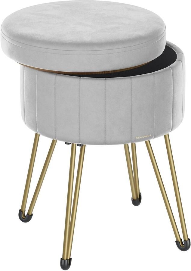 Songmics RoyaLuxe Kruk Wit Krukje Bank Bankje Zitbankje Slaapkamer Bankje Voetenbankje Slaapkamer Schoenenbankje Schoenen bank Opbergkastje Opbergkast Organizer Organizers Garderobe Slaapkamer Organizer