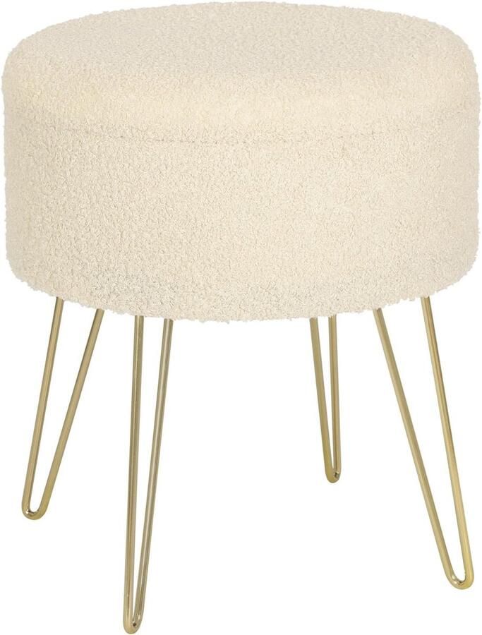 Ronde kruk met opbergruimte en dienblad Multifunctionele kruk voor make-up en woonkamer 39 x 44 cm