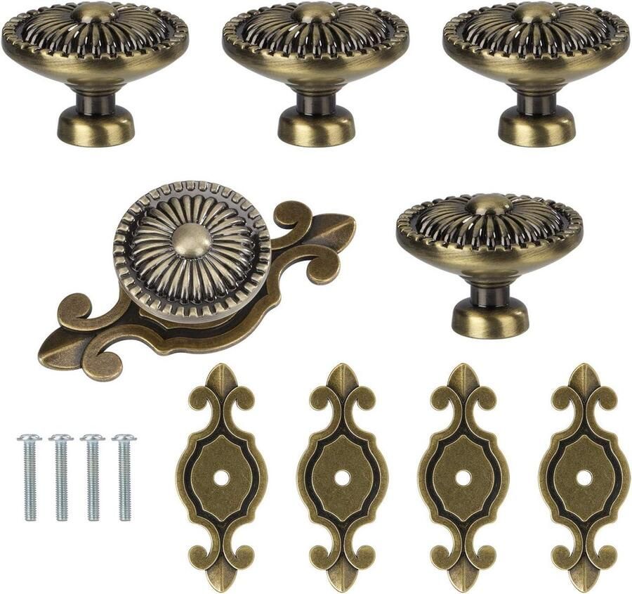 Ronde Lade Knop Vintage Meubelknop voor Kast en Lade Set van 5 Koperen Knoppen met Legering Schroeven voor Keukenkasten